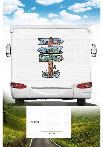Karavan Dağ Baskı Sticker - Dalga Ve Sahil Sticker - Kamp Sticker - 80x120 Cm