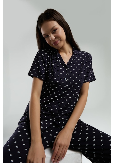 Arnetta Kadın Lacivert Gömlek Pijama Lacivert