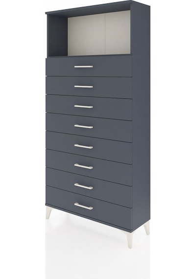 Arges Dolap Tek Raflı 8 Çekmeceli 88x30x182 Antrasit-antrasit Antrasit