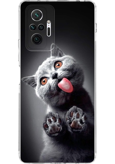 Xiaomi Redmi Note 10 Pro İle Uyumlu Kedi 2 Kamera Korumalı Şeffaf Kılıf Şeffaf