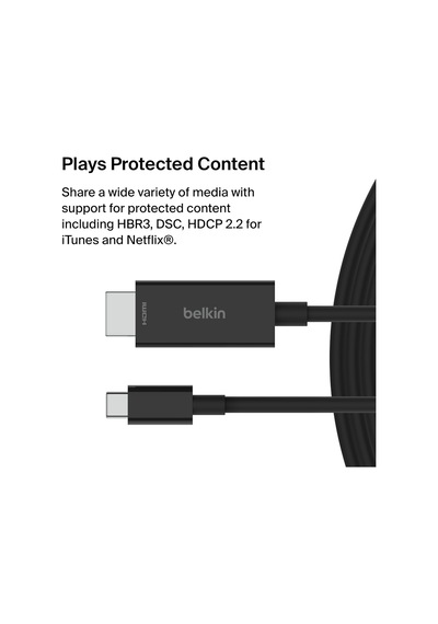Belkin Usb-c - Hdmi 2.1 Kablo, 60 Hz'de 8k Için 2 M Kablo, 144 Hz