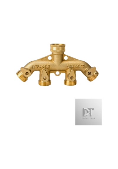 Pirinç Bahçe Hortumu Ayırıcı 4 Yol , Prinç Hortum Bağlantısı 3/4", Hortum Tıkaç Adaptörü 4 Vana Ve 4 Ekstra Lastik Pul