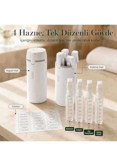 Unikit Seyahat Kiti - Makyaj Serum Diş Macunu Şampuan El Kremi Seyahat Kutusu - Uçak İçin Uygun Sıvı Tüpü Ve Spor...