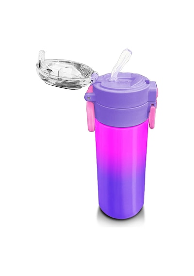 Coral High Kids Mor Renk Geçişli Desenli Pipetli Ve Direkt İçim Çelik Termos 500 Ml 31963 Mor - Yavruağzı