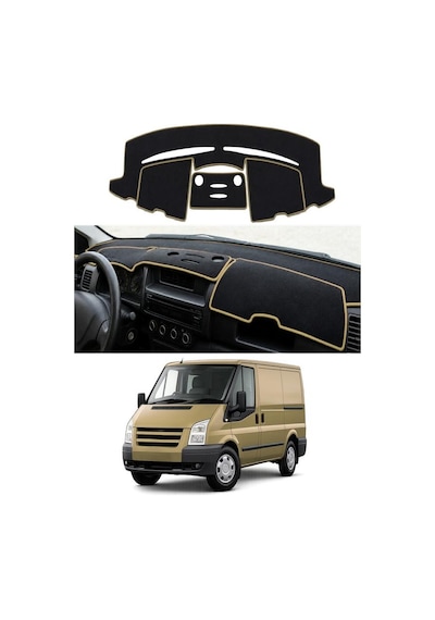 Ford - Transit 2000-2013 2 Uyumlu Torpido Koruma Kılıfı - Taba Şeritli
