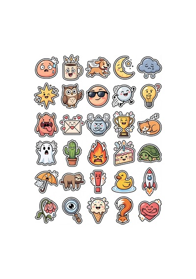 30 Adet Sevimli Ruh Hali İfadeleri Sticker Seti - Laptop Defter Telefon İçin Çok Renkli