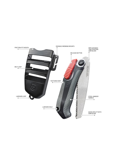 Gear Aıd Skara Çift Konumlu Katlanır Kamp Testeresi Ve Koruyucu Kılıf, Kamp, Yürüyüş, Patika Bakımı, Avcılık Ve Genel Budama İçin 6,3 Cm Çapında Ahşap Kesmek İçin İdeal