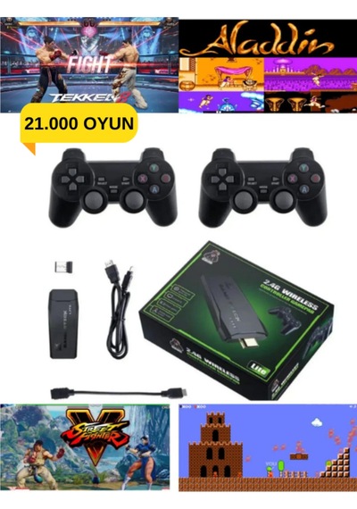 2.4g Kablosuz Çift Kol Oyunlar 4k Game Stick 21.000 Oyun Atari Uyumlu