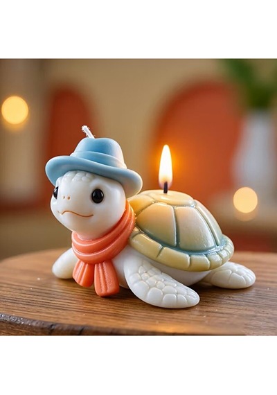 Yy6280 Şapkalı Kaplumbağa Mum Biblo Silikon Kalıp