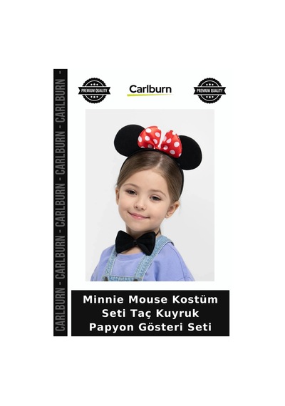 Minnie Mouse Kostüm Seti Taç Kuyruk Papyon Gösteri Seti Parti Malzemesi Giyim Aksesuar +3