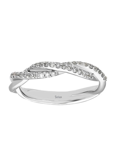 Sirius G Renk Iki Sıra Pırlanta Taşlı Yarım Tur Yüzük 0804R0088