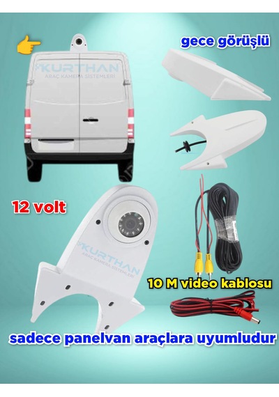Gece Görüşlü Teleskop Tip Araç Geri Görüş Beyaz Tepe Kamera 12 V