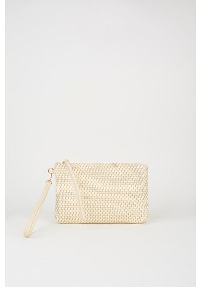 Vivaq Kadın Bellis Hasır Krem Astarlı Suni Deri Bilek Askılı Portföy El Ve Clutch Çanta