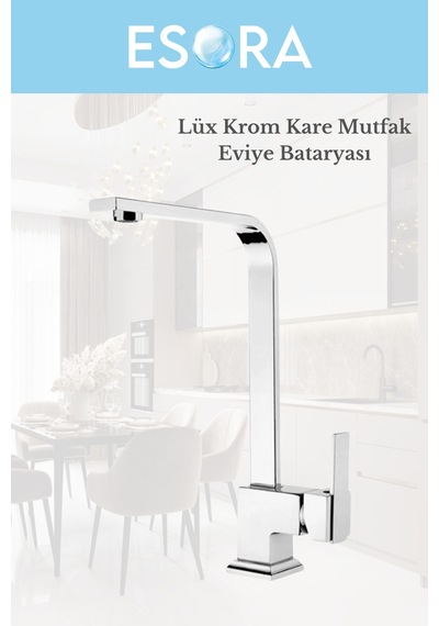 Krom Kare Kuğu Mutfak Bataryası 360 Döner Borulu