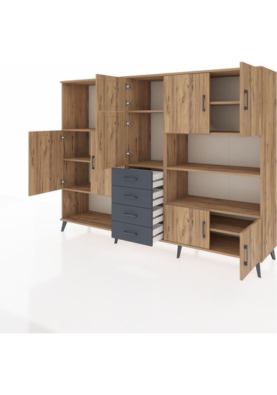 Hyperion Dolap 9 Raflı 4 Çekmeceli 8 Kapaklı 220x44x163 Çam-çam/a Çam-çam/antrasit Hyperion Dolap 9 Raflı 4 Çekmeceli 8 Kapaklı 220x44x163 Çam-çam/a Çam-çam/antrasit