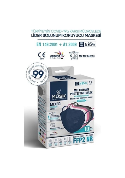 Musk Ffp2/N95 Maske Mix Renk 10 Adet