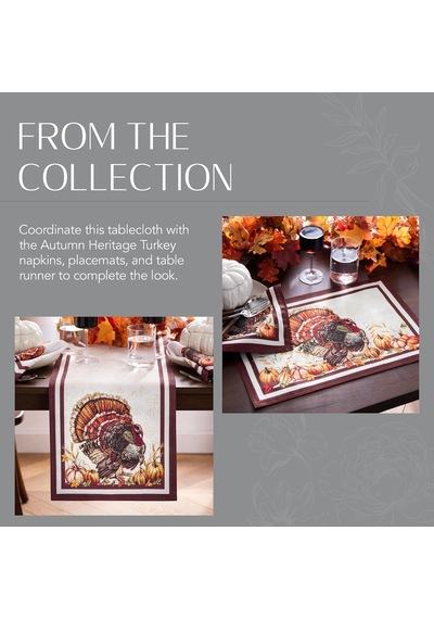 Home Fashions Autumn Heritage Türkiye Mühendislik Masa Örtüsü, 132 Cm X 177 Cm Dikdörtgen