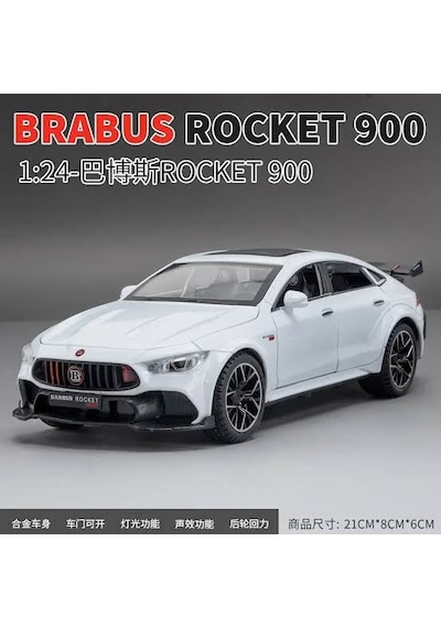 Brabus Rocket Tasarımlı 1:24 Ölçek Kapıları Ve Bagajı Açılan Gerçekçi Diecast Model Araba