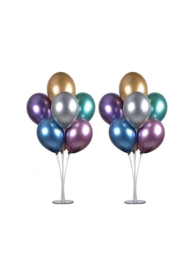 2 Adet Balon Standı 7 Çubuklu 75 Cm Ve Toplam 14 Adet Metalik Balon Diğer