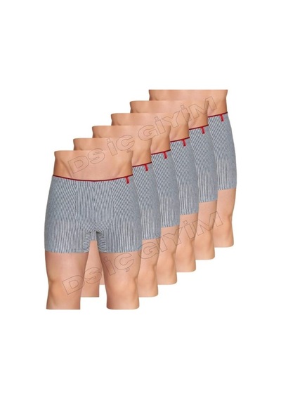 Berrak 4433 Erkek Çizgili Sport Boxer 6 Adet Gri