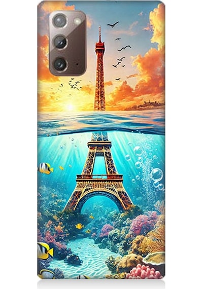 Samsung Galaxy Note 20 Uyumlu Denizaltında Eyfel Hayali Desenli Silikon Kılıf Çok Renkli