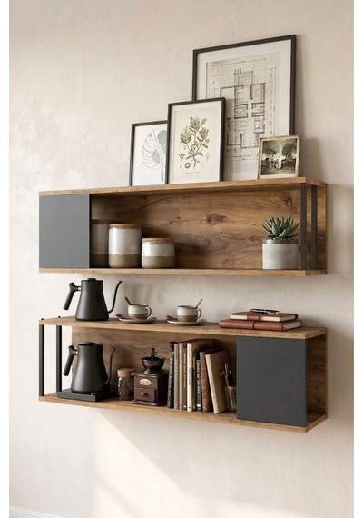 Yurudesign Voyage Duvar Rafı Kitaplık 2'Li Set VG18-A