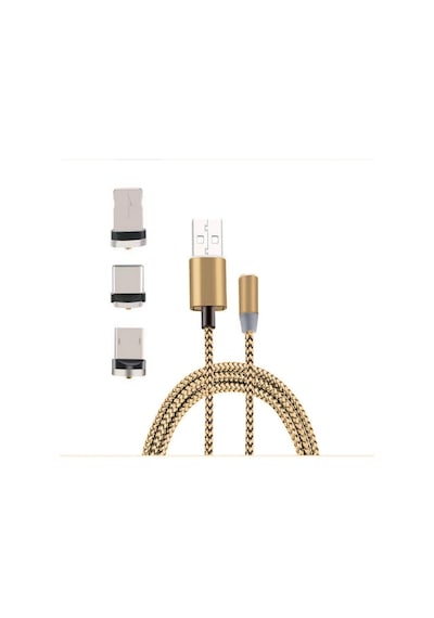 Apple     Uyumlu iPhone Type-c Android 3 Yuvarlak Başlık Manyetik Şarj Usb Kablosu- 5775