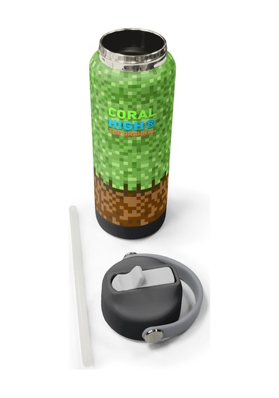 Coral High Craft Desenli Katlanır Ağızlıklı Çelik Termos 650 Ml 38393 Yeşil - Kahverengi