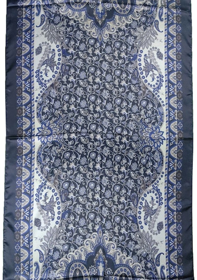 Mim Eşarp Işıl İpek Etnik Desenli Jan Jan Şal 75x190 Cm Lacivert