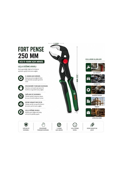 Bosch 1600a032v9 Ford Papağan Pense 10 İnç 250 Mm - 0-46 Mm Ağız, Ergonomik Yumuşak Saplı- 6'li Paket Diğer