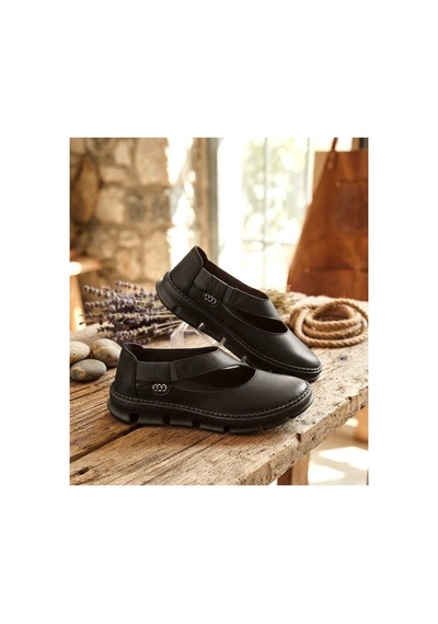 Pynare Ortapedik Deri Günlük Spor Ayakkabı Siyah Siyah