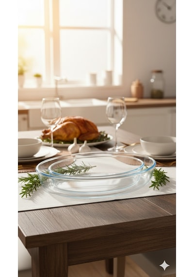 Masterchef Elite 2'li Sade Oval Servis Tabağı,salata Kasesi, Sunumluk, Tabak Ve Fırın Kabı Saydam