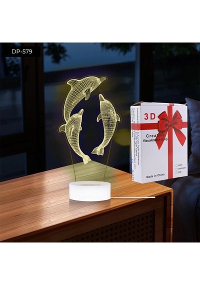 Dempower Yunus Şekilli Gece Lambası - Dekoratif 3d Görünümlü Estetik Aydınlatma Çok Renkli