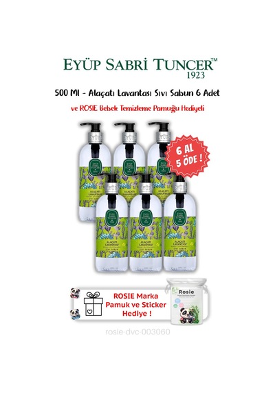 Alaçatı Lavantası 500 Ml 6 Al 5 Öde Sıvı Sabun Ve Rosıe Hediyeli