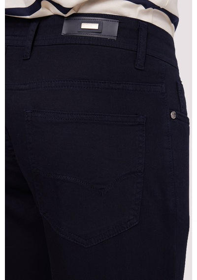 Erkek Lacivert Slim Fit Üst Cep Kanvas Pantolon Lacivert
