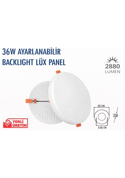 Lampist 36w Çerçevesiz Ayarlanabilir Lüx Led Panel 6500k Beyaz