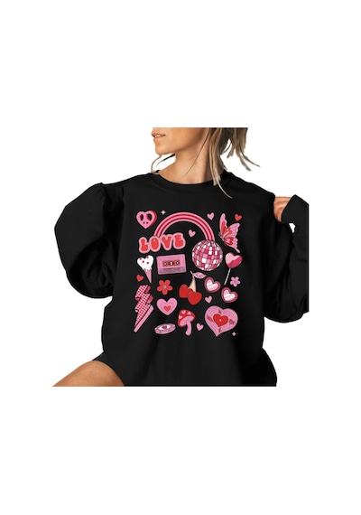 Magors Stıl-x Sevgililer Gününe Özel Love Baskılı, Bisiklet Yaka, Pamuklu, Oversıze Sweatshırt Siyah Magors Stıl-x Sevgililer Gününe Özel Love Baskılı, Bisiklet Yaka, Pamuklu, Oversıze Sweatshırt Siyah
