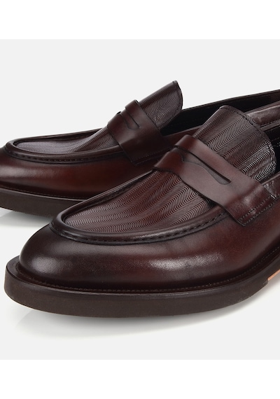 Hotiç Erkek Deri Kahverengi Kalın Tabanlı Klasik Loafer