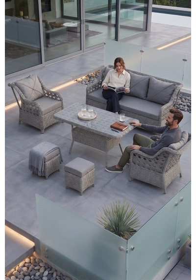 Canisa Anemon Serisi 1. Sınıf 3+1+1+2 Puf Gri Rattan Gri Minder Bahçe Balkon Oturma Koltuk Takımı Canisa Anemon Serisi 1. Sınıf 3+1+1+2 Puf Gri Rattan Gri Minder Bahçe Balkon Oturma Koltuk Takımı