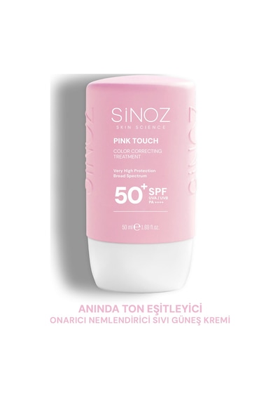 Sinoz Pink Touch Yüksek Koruyucu Ton Eşitleyici Pembe Yüz Güneş Kremi SPF50+ 50 ML