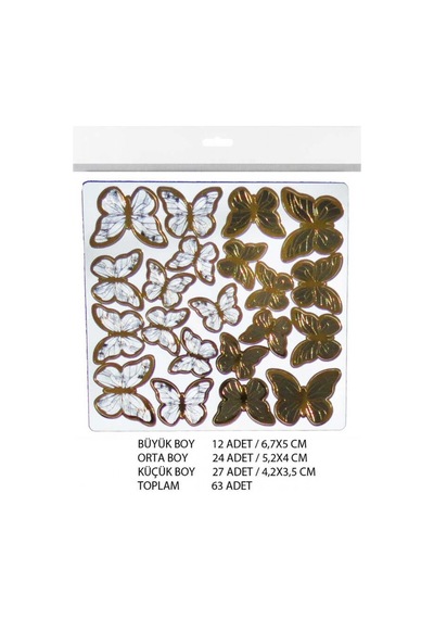 Kelebek Dekoratif Süs Varaklı Siyah Set:63 Adet