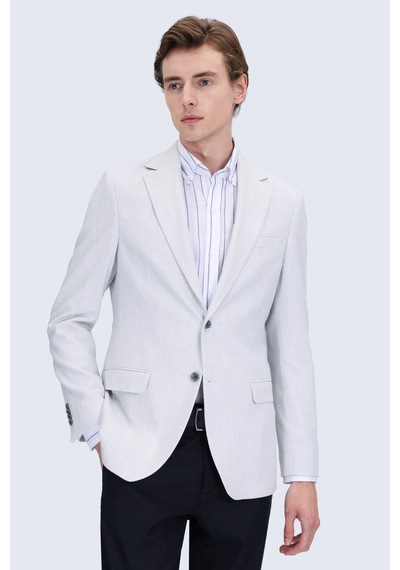 Hatemoğlu Gri Comfort Fit Mono Yaka Klasik Ceket