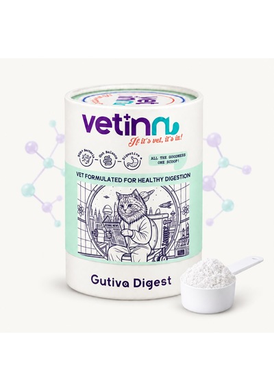 Gutiva Digest - Kedi Sindirim Sağlığı Takviyesi, Prebiyotik Ve Probiyotik, Diyare Ve Dışkı Formu Düzenleyici, Toz Form, 150 Gram