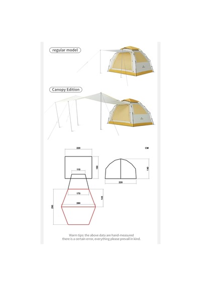 Naturehike Ango Es60 Gölgelikli Otomatik Kurulum Kamp Çadırı
