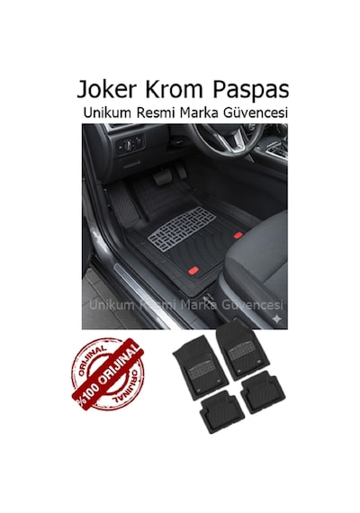 Dacia Dokker Uyumlu Yeni Nesil Krom Joker Siyah Eva Oto Paspas Su Geçirmez Kaymaz Yüzey