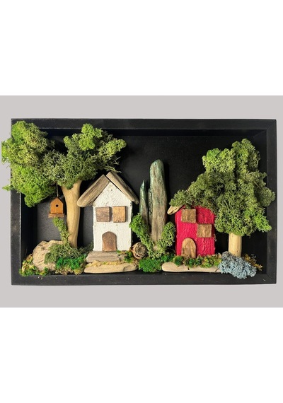 Minyatür Orman Evi Tablosu / Tamamen Doğal Ürünlerden Yapılmıştır.