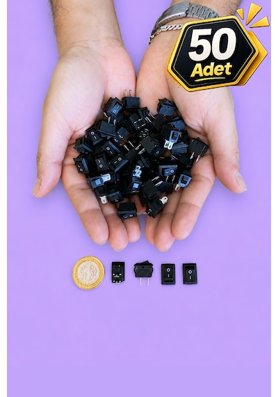 Mini Kare Işıksız On/off Anahtar Switch 2 Pin 50 Adet Küçük Boy Aç-kapa Işıksız Siyah Anahtar Ic-125b 3a/6a/125v