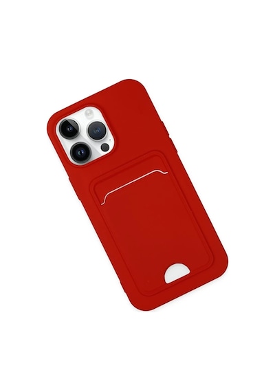 İphone 14 Pro Kılıf Kelvin Kartvizitli Silikon - Kırmızı