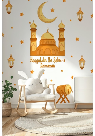 Hoşgeldin Ya Şehri Ramazan Temalı Özel Renklerde Özel Tasarım Ramazanı Şerif Sticker Seti Dijital Baskı