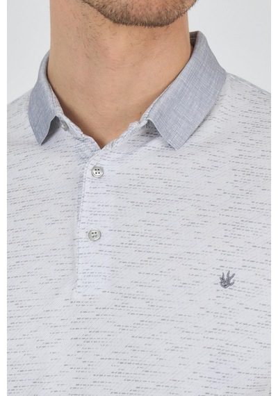 Kısa Kol Baskılı Pike Polo Yaka Cepsiz Slim Fit Tişört 1011250167 Gri